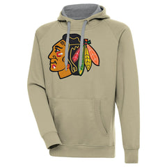 Chicago Blackhawks Antigua Victory Pullover Hoodie - Khaki | US 200069203