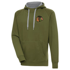 Chicago Blackhawks Antigua Victory Pullover Hoodie - Olive | US 200069206