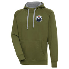 Edmonton Oilers Antigua Victory Pullover Hoodie - Olive | US 200069226