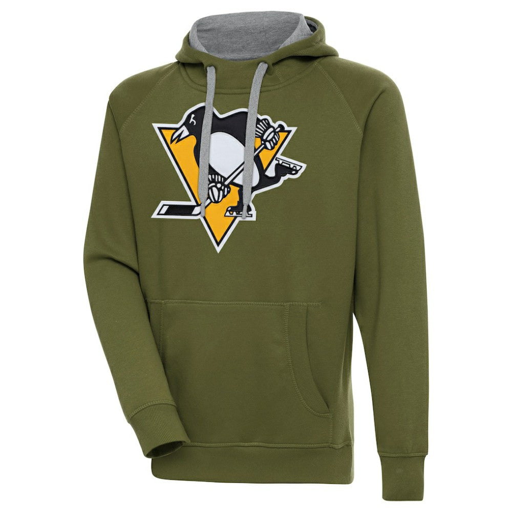 Pittsburgh Penguins Antigua Victory Pullover Hoodie - Olive | US 200069266