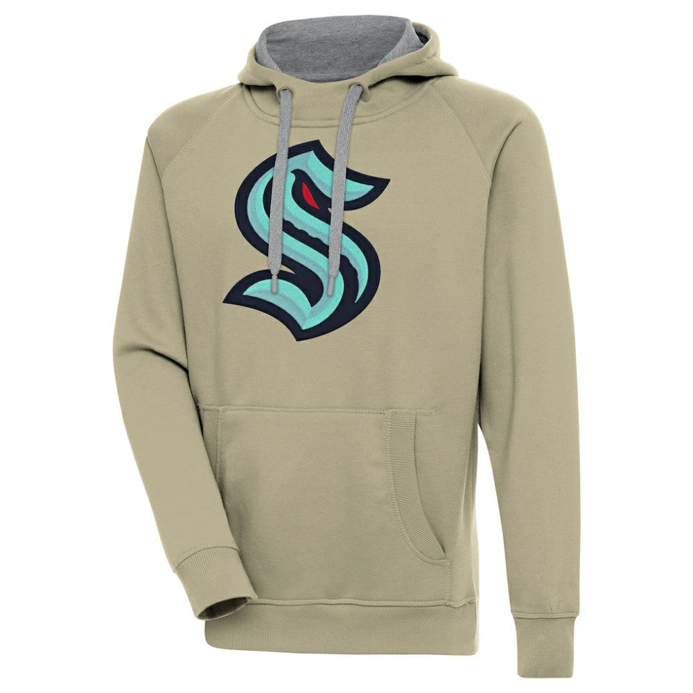 Seattle Kraken Antigua Victory Pullover Hoodie - Khaki | US 200069273