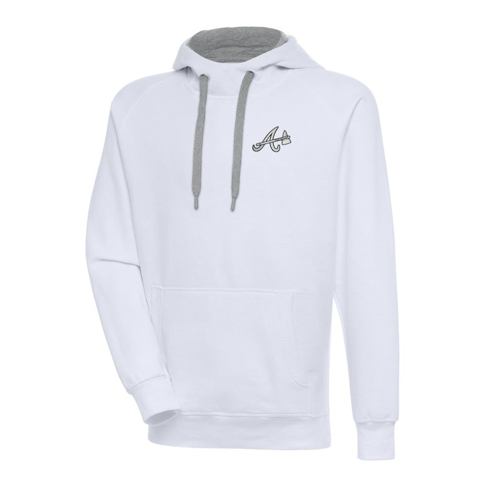 Atlanta Braves Antigua Metallic Victory Pullover Hoodie - White Hoodies
