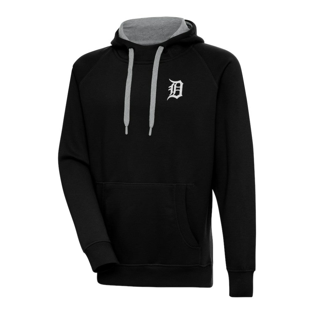 Detroit Tigers Antigua Metallic Victory Pullover Hoodie - Black Hoodies