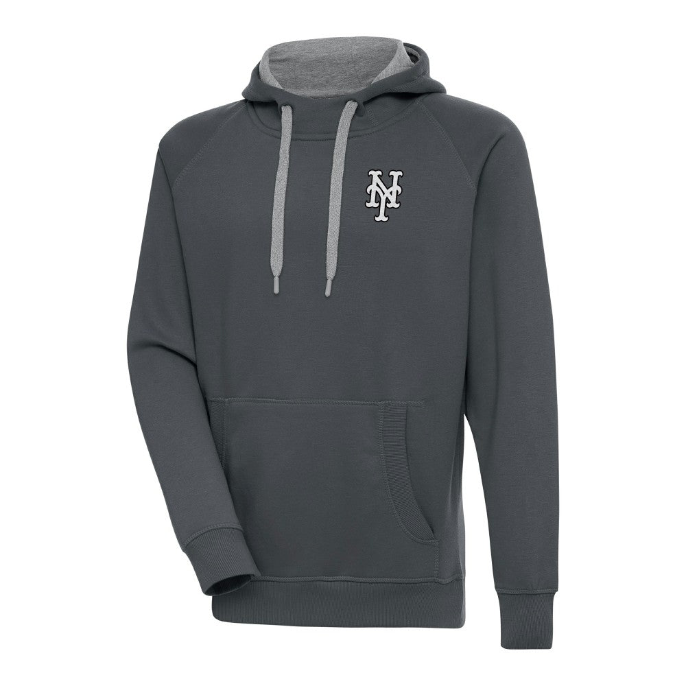 New York Mets Antigua Metallic Victory Pullover Hoodie - Charcoal Hoodies