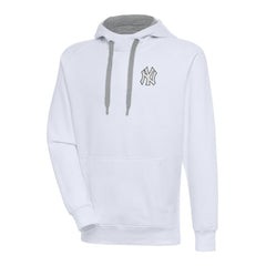 New York Yankees Antigua Metallic Victory Pullover Hoodie - White Hoodies