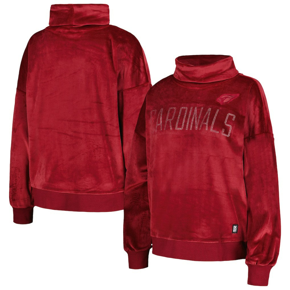 Arizona Cardinals DKNY Sport Women's Deliliah Rhinestone Funnel Neck Pullover Sweatshirt - Cardinal Pullover