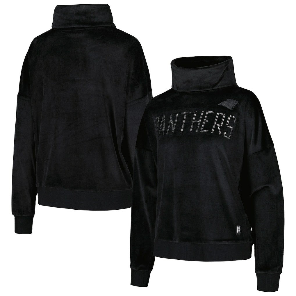 Carolina Panthers DKNY Sport Women's Deliliah Rhinestone Funnel Neck Pullover Sweatshirt - Black Pullover