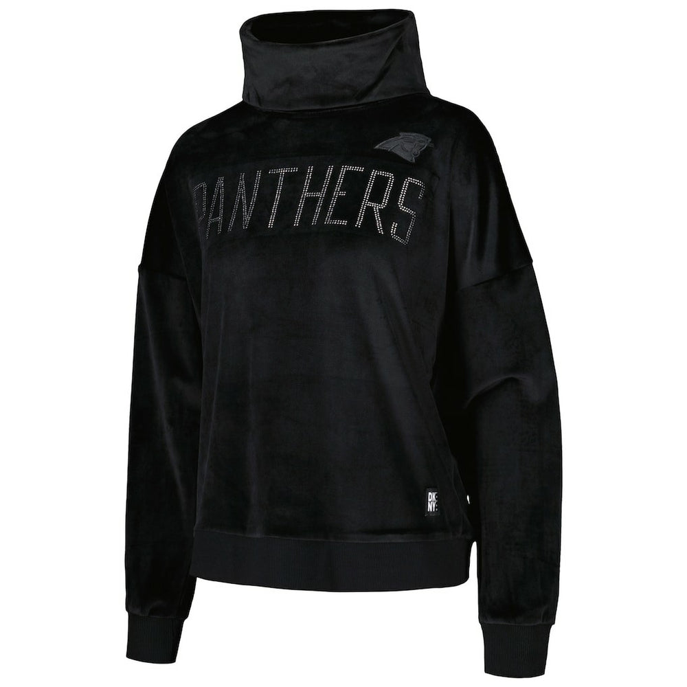 Carolina Panthers DKNY Sport Women's Deliliah Rhinestone Funnel Neck Pullover Sweatshirt - Black Pullover