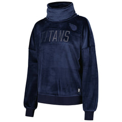 Tennessee Titans DKNY Sport Women's Deliliah Rhinestone Funnel Neck Pullover Sweatshirt - Navy Pullover