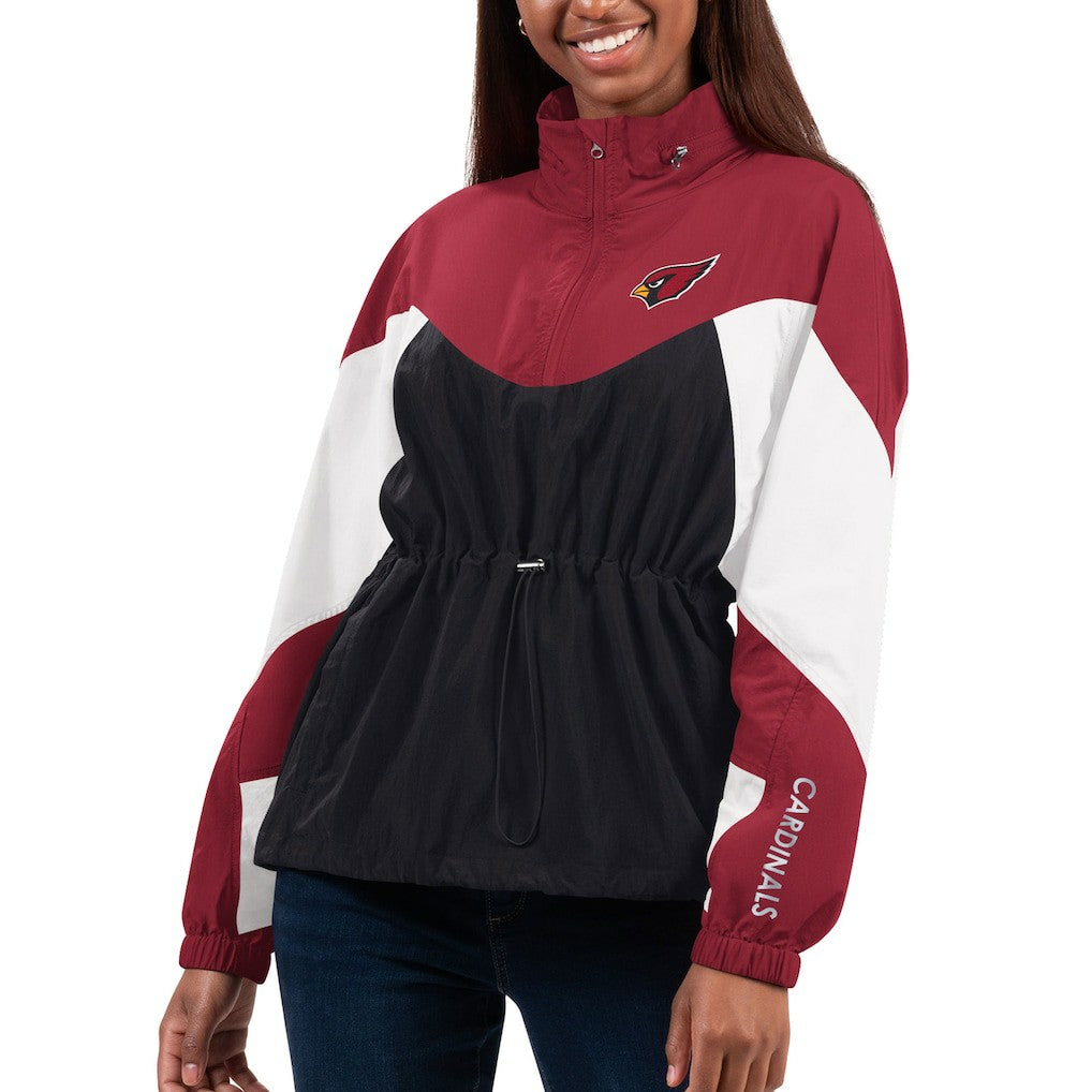 Arizona Cardinals G-III 4Her by Carl Banks Women's Tie Breaker Lightweight Quarter-Zip Jacket - Black/Cardinal Jackets