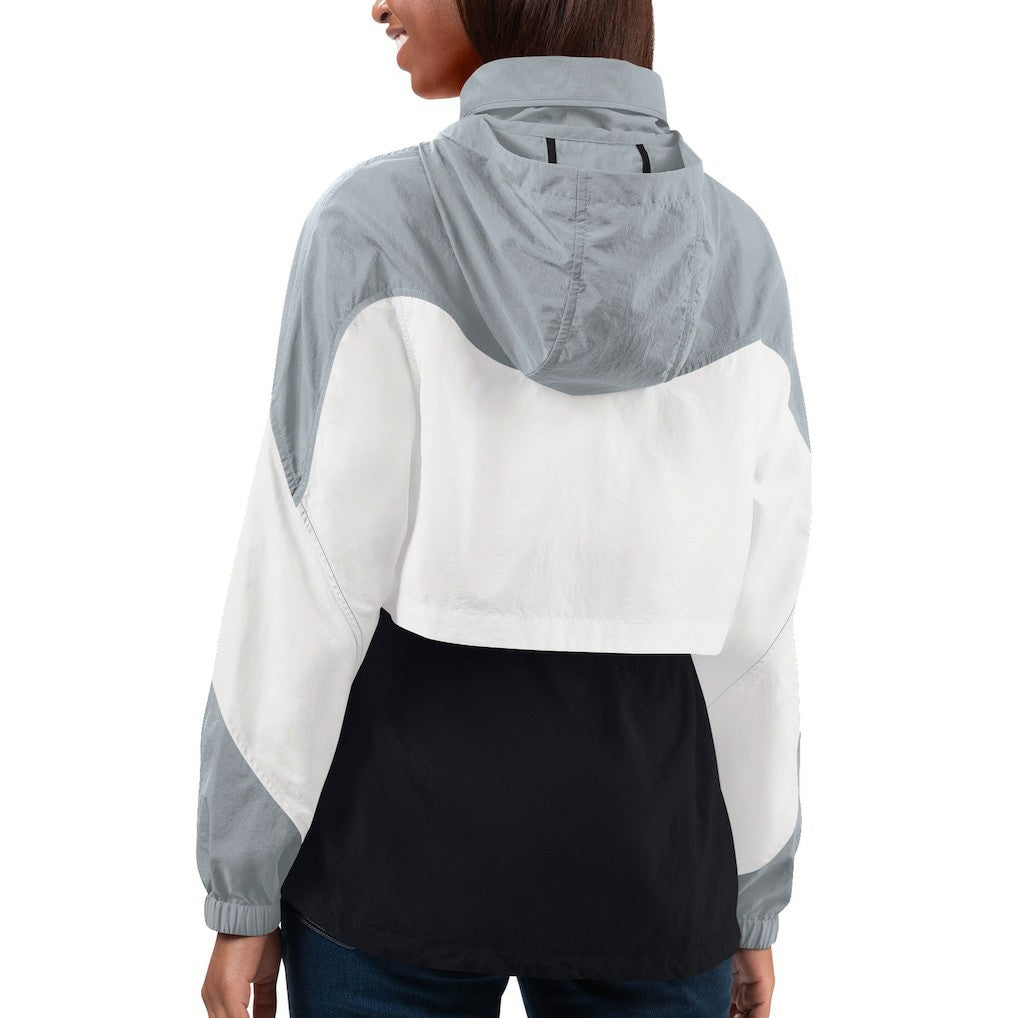Las Vegas Raiders G-III 4Her by Carl Banks Women's Tie Breaker Lightweight Quarter-Zip Jacket - Black/Silver Jackets