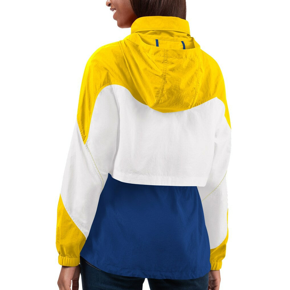 Los Angeles Rams G-III 4Her by Carl Banks Women's Tie Breaker Lightweight Quarter-Zip Jacket - Royal/Gold Jackets