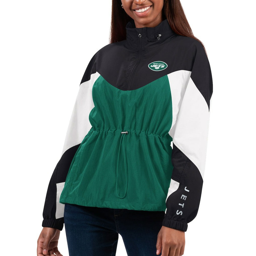 New York Jets G-III 4Her by Carl Banks Women's Tie Breaker Lightweight Quarter-Zip Jacket - Green/Black Jackets