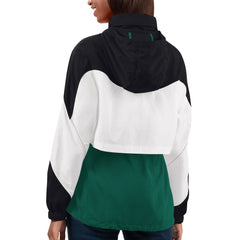 New York Jets G-III 4Her by Carl Banks Women's Tie Breaker Lightweight Quarter-Zip Jacket - Green/Black Jackets