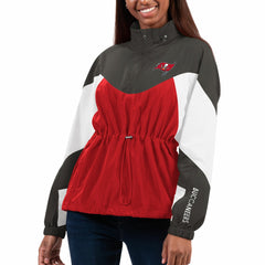 Tampa Bay Buccaneers G-III 4Her by Carl Banks Women's Tie Breaker Lightweight Quarter-Zip Jacket - Red/Pewter Jackets