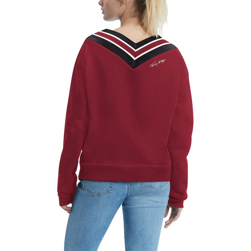 Arizona Cardinals Tommy Hilfiger Women's Heidi V-Neck Pullover Sweatshirt - Cardinal Pullover