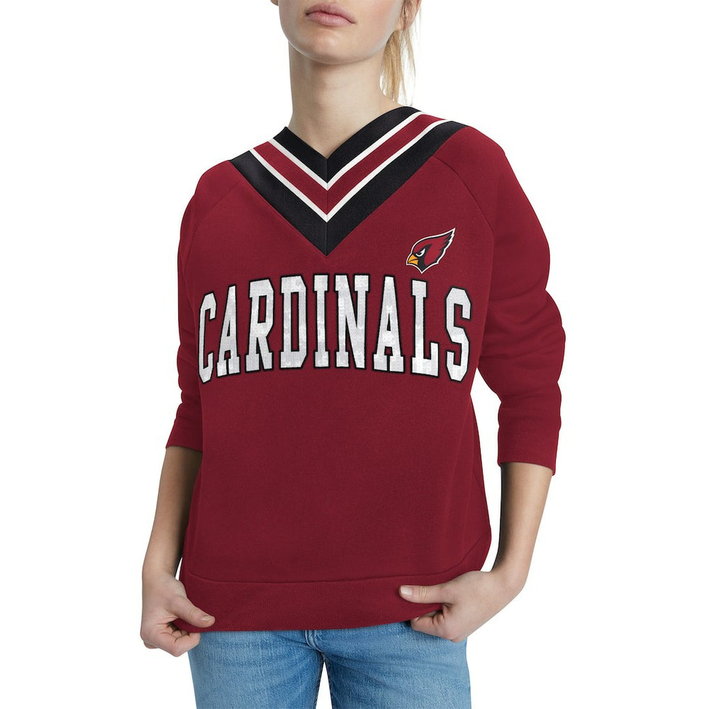 Arizona Cardinals Tommy Hilfiger Women's Heidi V-Neck Pullover Sweatshirt - Cardinal Pullover
