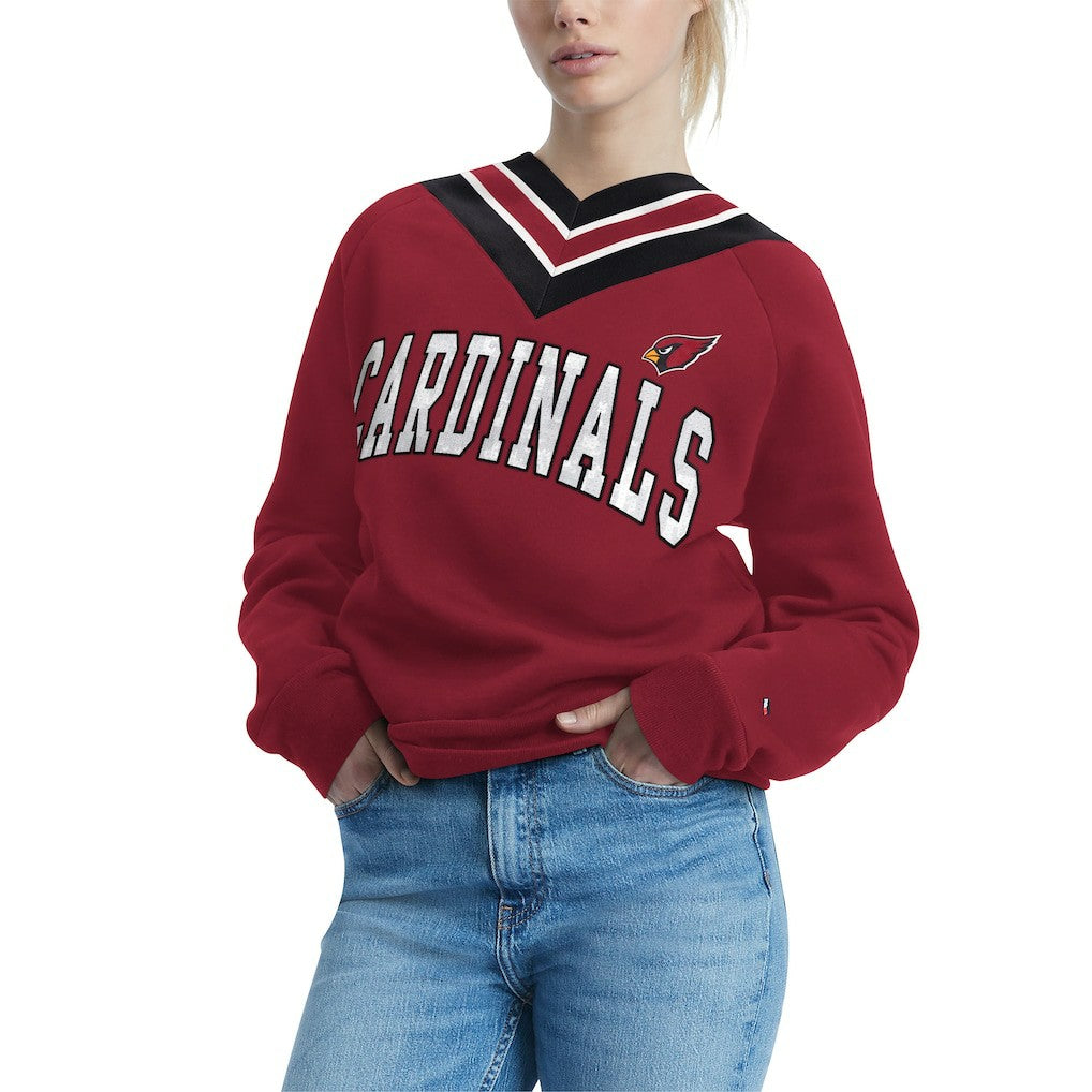 Arizona Cardinals Tommy Hilfiger Women's Heidi V-Neck Pullover Sweatshirt - Cardinal Pullover