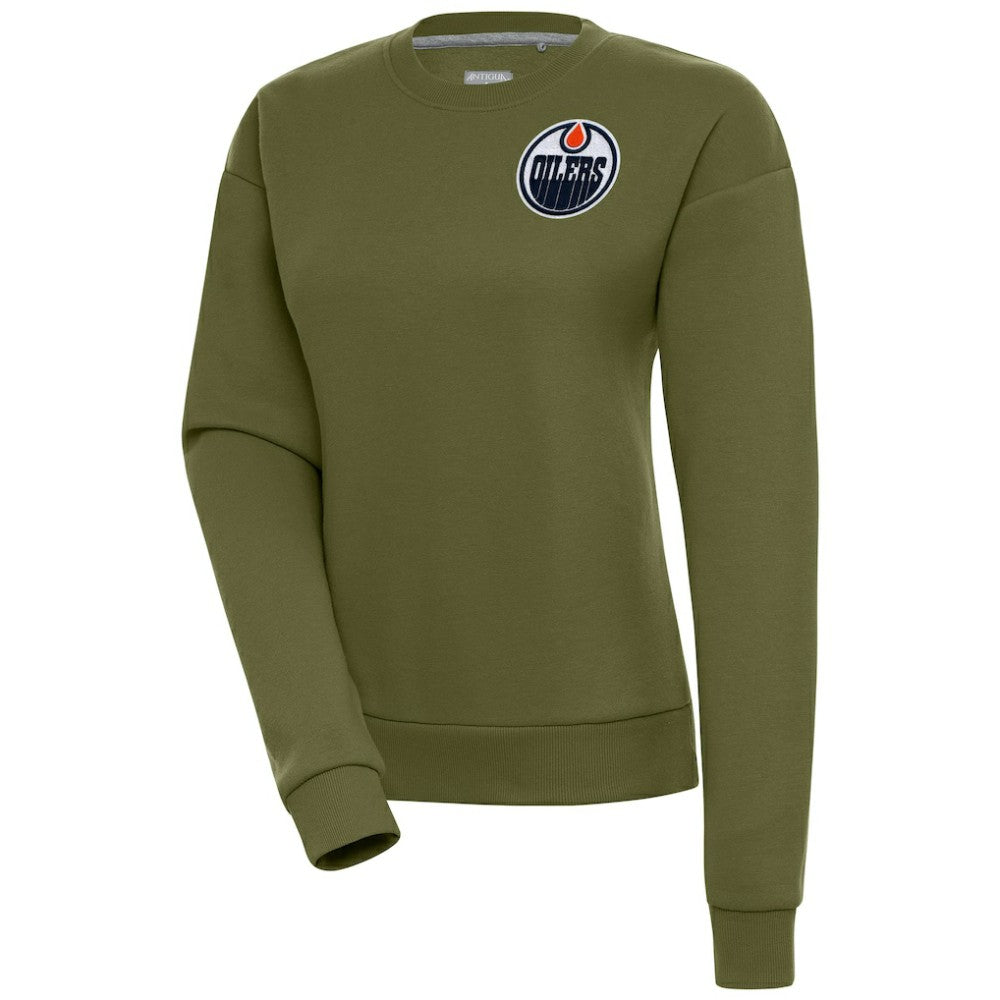 Edmonton Oilers Antigua Women's Victory Pullover Sweatshirt - Olive | US 200070134