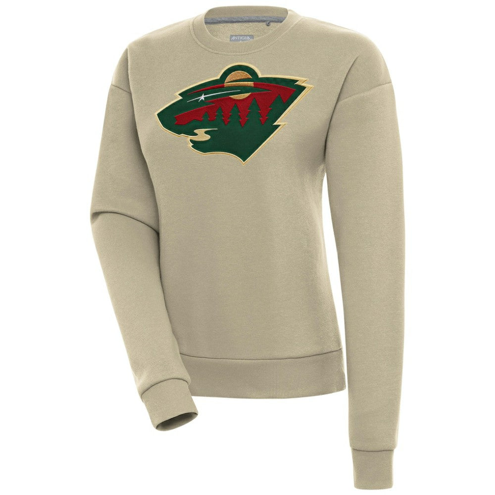 Minnesota Wild Antigua Women's Victory Pullover Sweatshirt - Khaki | US 200070141