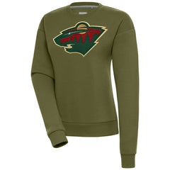 Minnesota Wild Antigua Women's Victory Pullover Sweatshirt - Olive | US 200070142