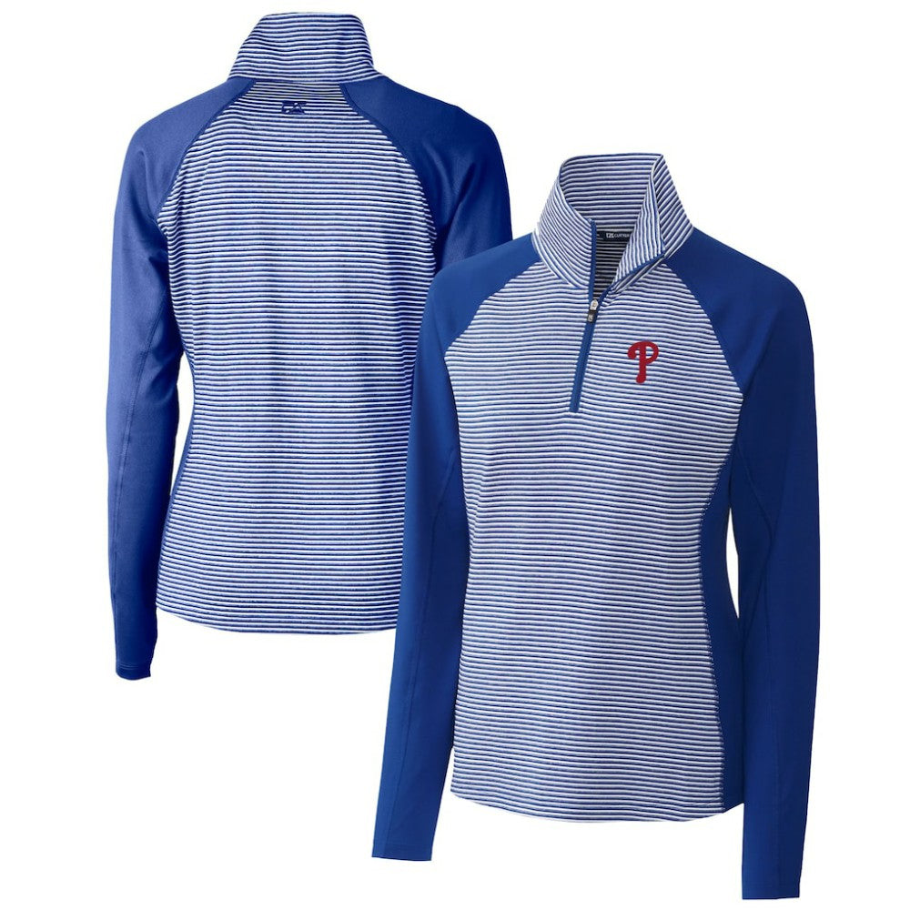 Philadelphia Phillies Cutter & Buck Women's DryTec Forge Tonal Stripe Half-Zip Top - Royal Tops