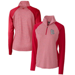 St. Louis Cardinals Cutter & Buck Women's DryTec Forge Tonal Stripe Half-Zip Top - Red Tops