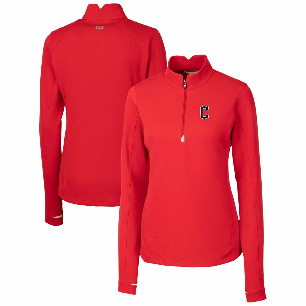 Cleveland Guardians Cutter & Buck Women's DryTec Traverse Stretch Quarter-Zip Pullover Top - Red Pullover