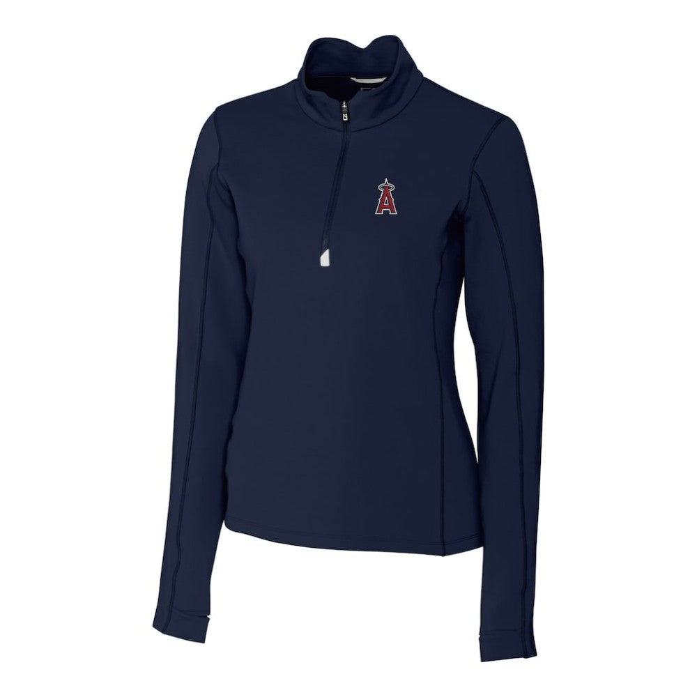 Los Angeles Angels Cutter & Buck Women's DryTec Traverse Stretch Quarter-Zip Pullover Top - Navy Pullover