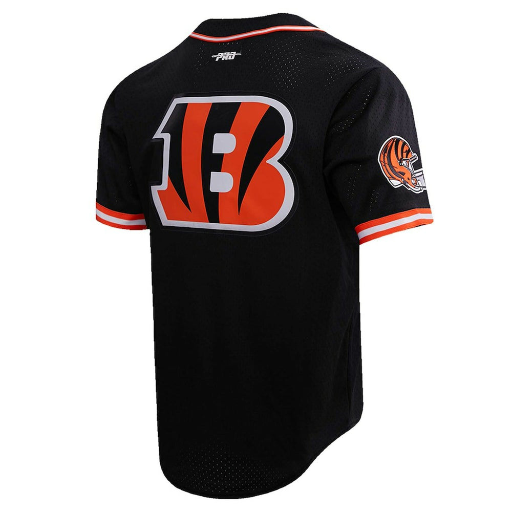Joe Burrow Cincinnati Bengals Pro Standard Mesh Baseball Button-Up T-Shirt - Black T-shirts