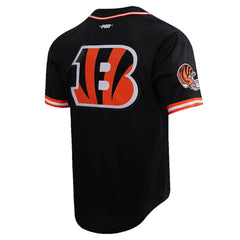 Joe Burrow Cincinnati Bengals Pro Standard Mesh Baseball Button-Up T-Shirt - Black T-shirts