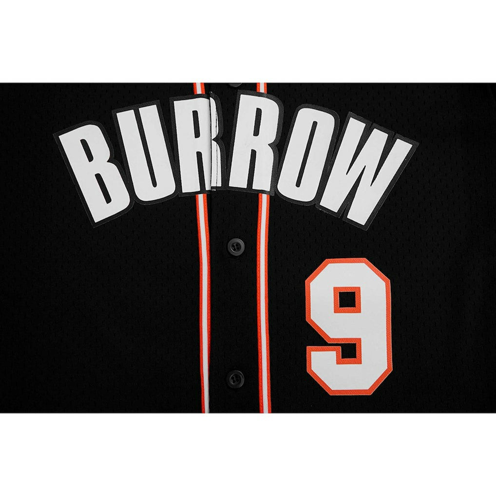 Joe Burrow Cincinnati Bengals Pro Standard Mesh Baseball Button-Up T-Shirt - Black T-shirts