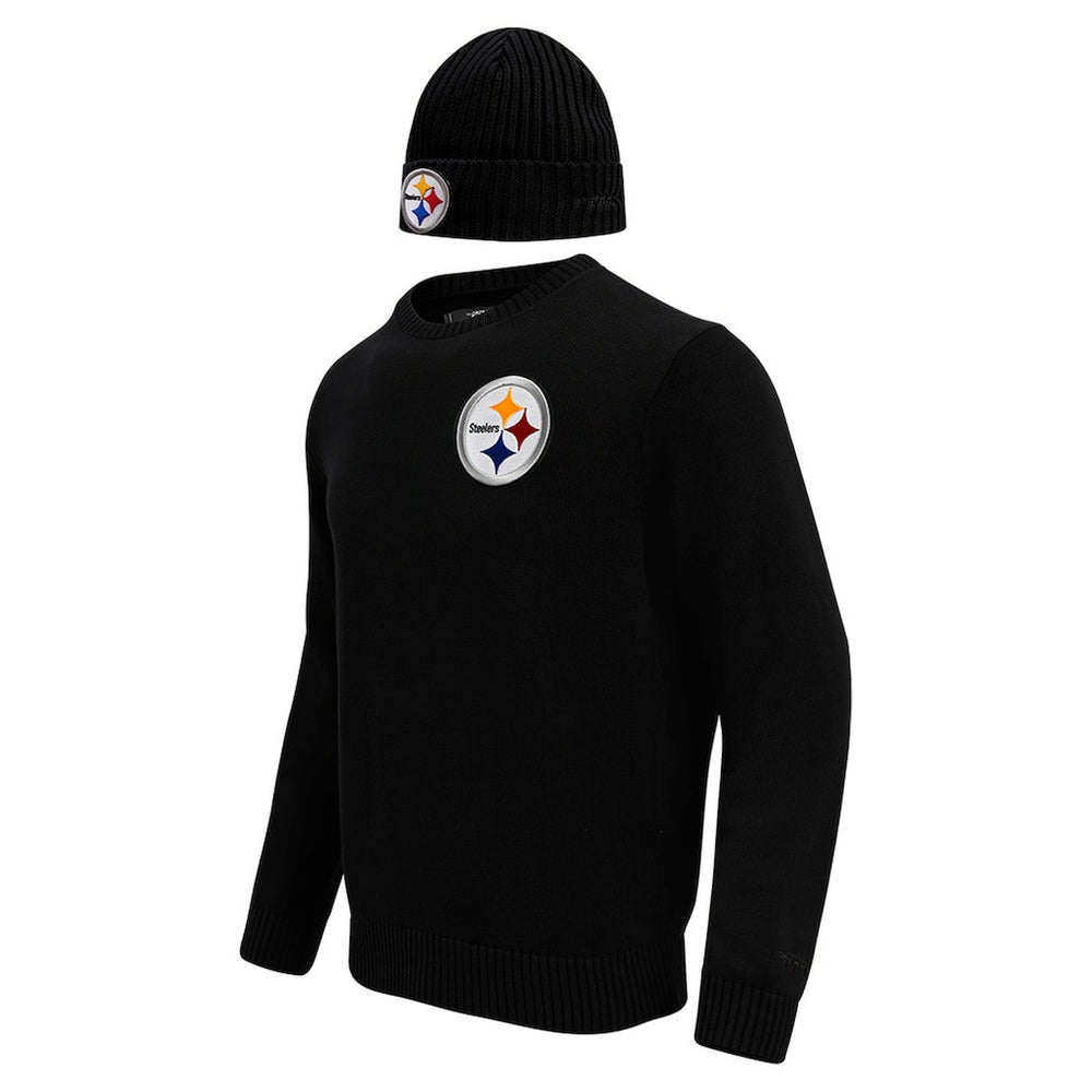 Pittsburgh Steelers Pro Standard Crewneck Pullover Sweater & Cuffed Knit Hat Box Gift Set - Black Hats