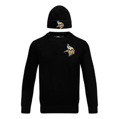 Minnesota Vikings Pro Standard Crewneck Pullover Sweater & Cuffed Knit Hat Box Gift Set - Black Hats