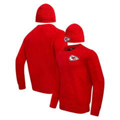 Kansas City Chiefs Pro Standard Crewneck Pullover Sweater & Cuffed Knit Hat Box Gift Set - Red Hats