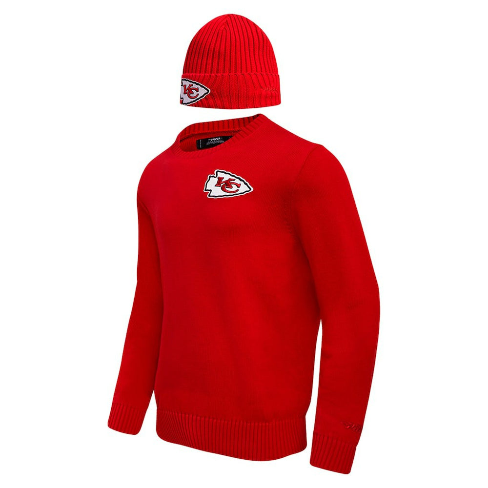 Kansas City Chiefs Pro Standard Crewneck Pullover Sweater & Cuffed Knit Hat Box Gift Set - Red Hats