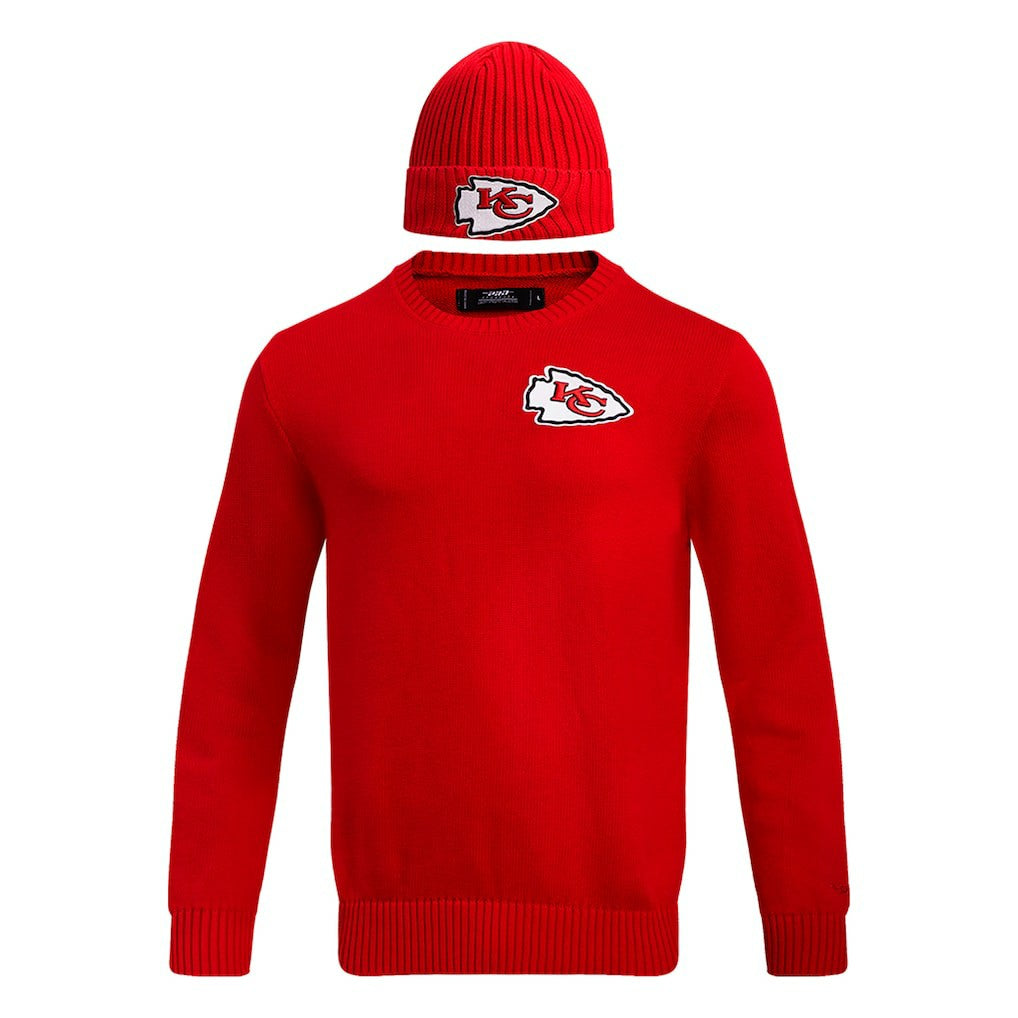 Kansas City Chiefs Pro Standard Crewneck Pullover Sweater & Cuffed Knit Hat Box Gift Set - Red Hats