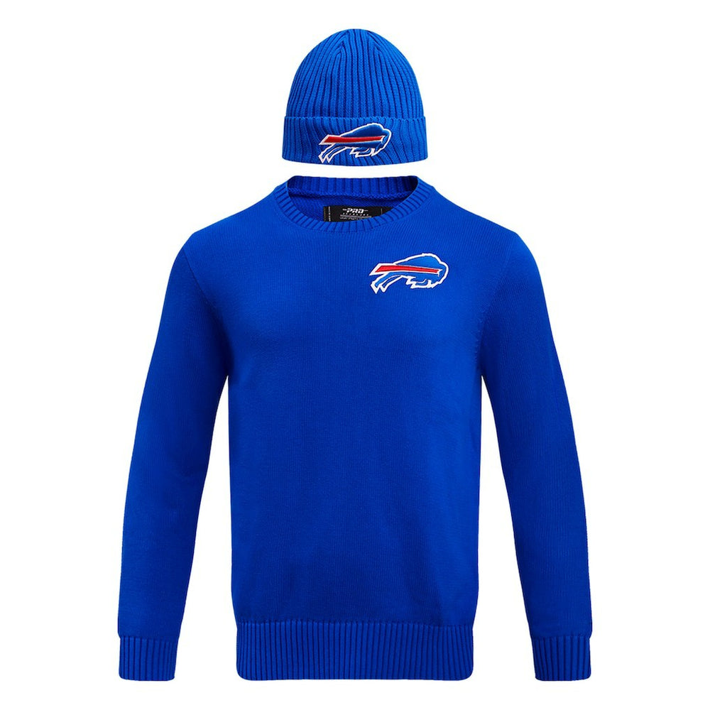 Buffalo Bills Pro Standard Crewneck Pullover Sweater & Cuffed Knit Hat Box Gift Set - Royal Hats