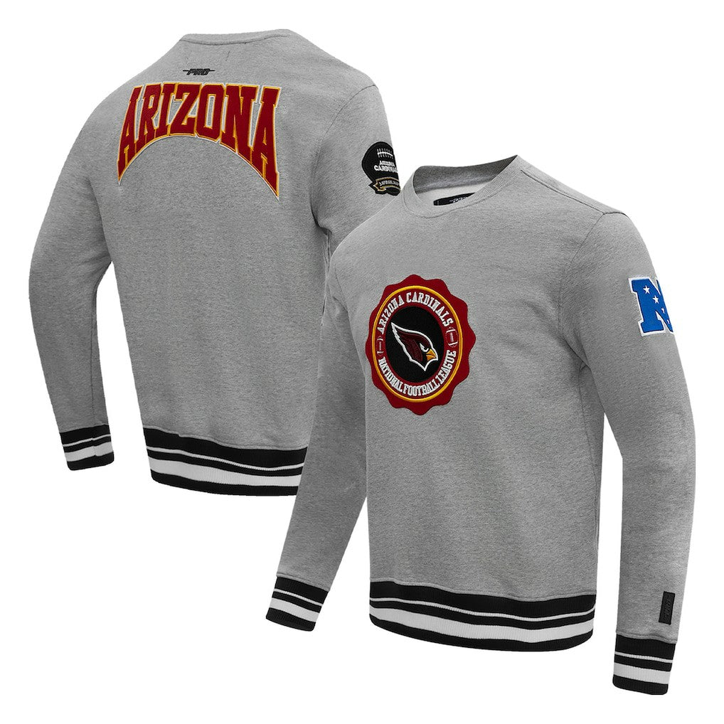 Arizona Cardinals Pro Standard Crest Emblem Pullover Sweatshirt - Heather Gray Pullover