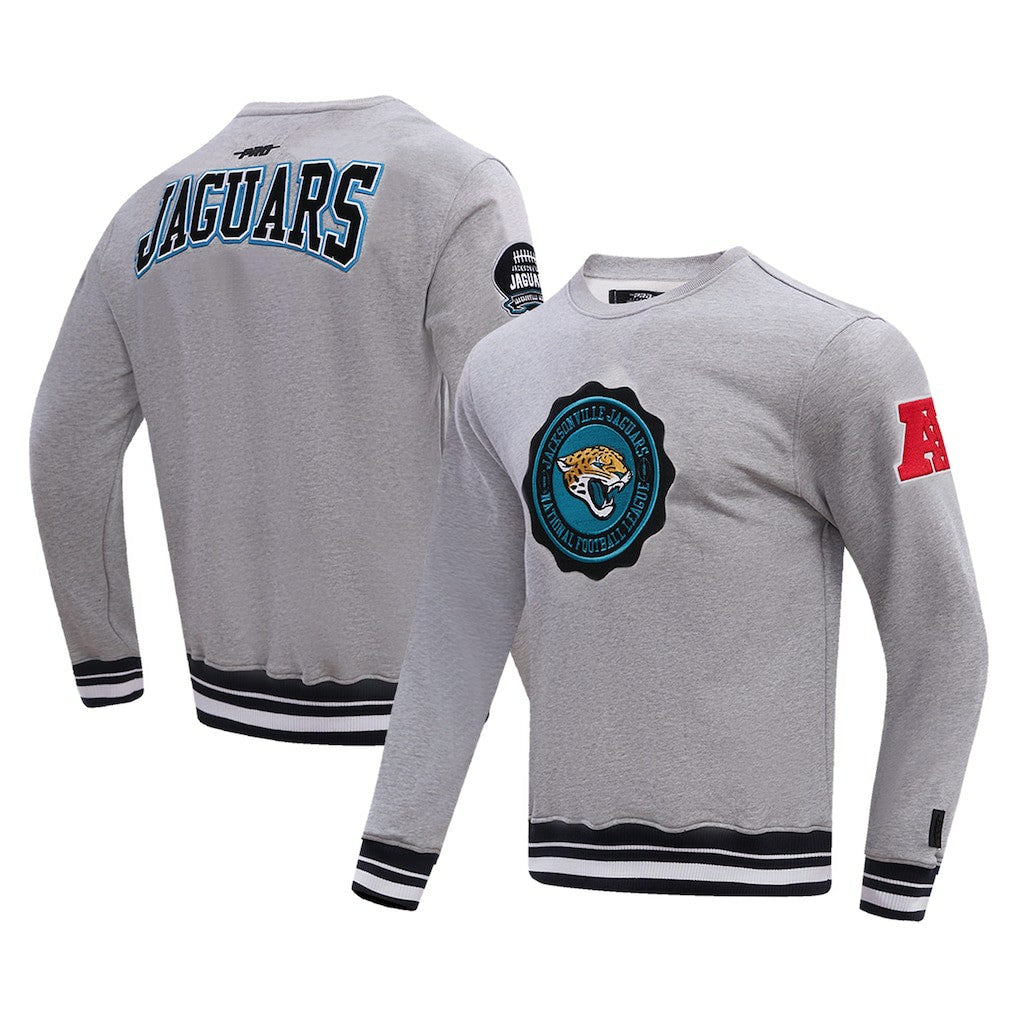 Jacksonville Jaguars Pro Standard Crest Emblem Pullover Sweatshirt - Heather Gray Pullover