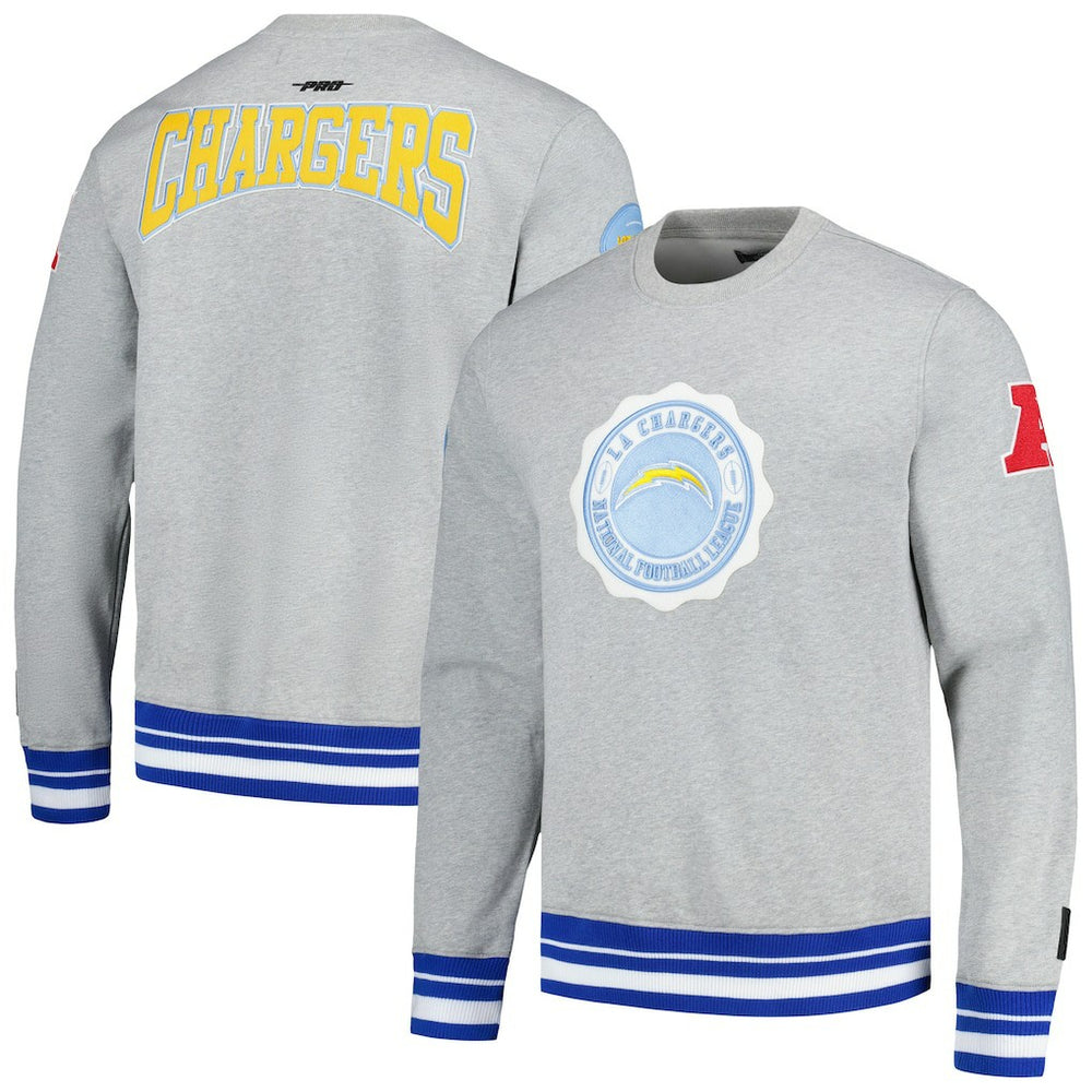 Los Angeles Chargers Pro Standard Crest Emblem Pullover Sweatshirt - Heather Gray Pullover