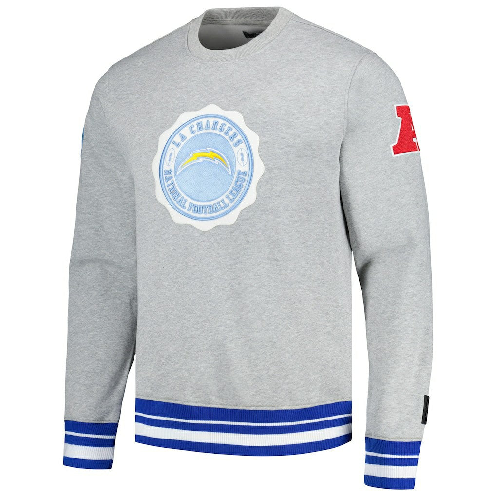 Los Angeles Chargers Pro Standard Crest Emblem Pullover Sweatshirt - Heather Gray Pullover