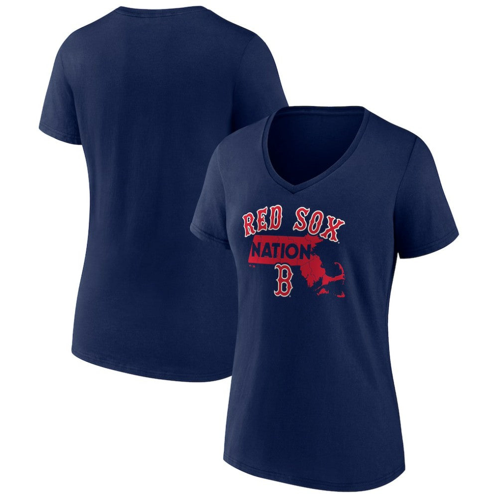 Boston Red Sox Women's Hometown Nation V-Neck T-Shirt - Navy T-shirts