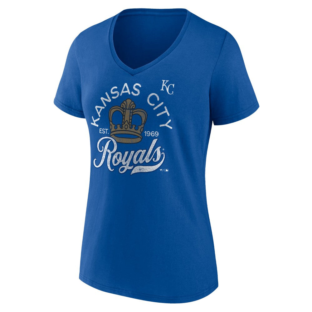 Kansas City Royals Women's Hometown Retro Crown V-Neck T-Shirt - Royal T-shirts