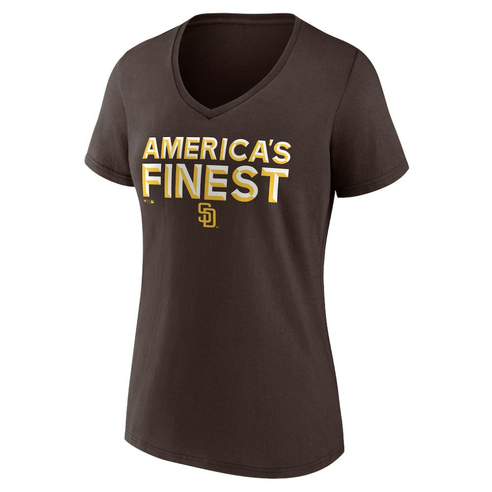 San Diego Padres Women's Hometown 619 Beisbol V-Neck T-Shirt - Brown T-shirts