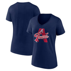 Atlanta Braves Women's Hometown A Town Map V-Neck T-Shirt - Navy T-shirts