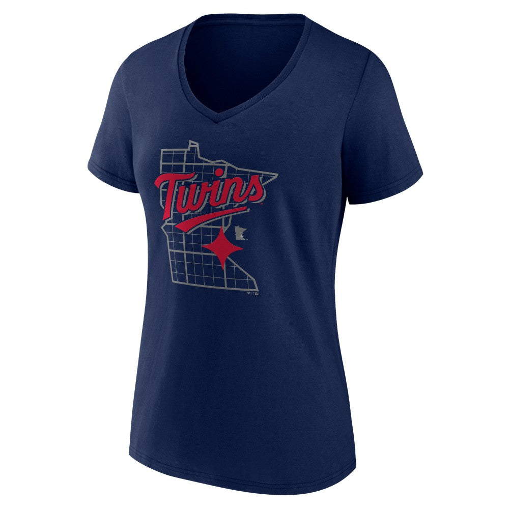 Minnesota Twins Women's Hometown Pride V-Neck T-Shirt - Navy T-shirts