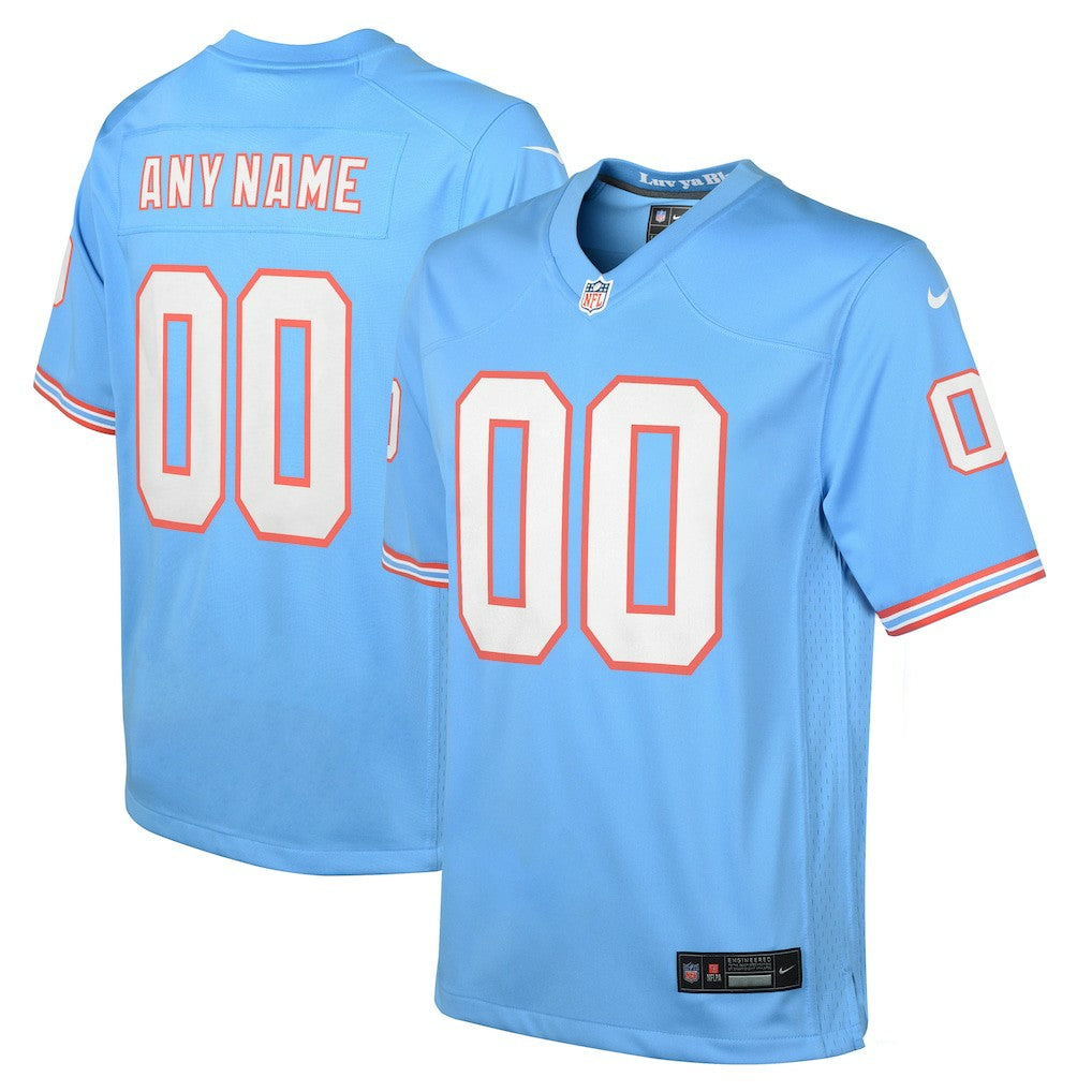 Tennessee Titans Youth Oilers Throwback Custom Game Jersey - Light Blue Jerseys
