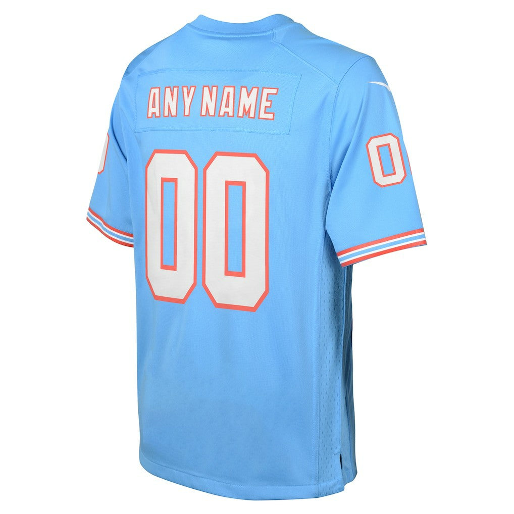 Tennessee Titans Youth Oilers Throwback Custom Game Jersey - Light Blue Jerseys