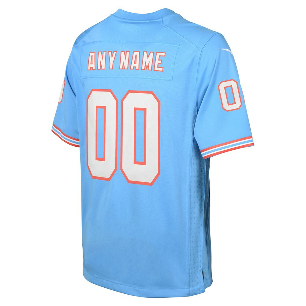 Tennessee Titans Youth Oilers Throwback Custom Game Jersey - Light Blue Jerseys
